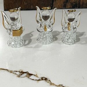 Hand blown 3-glass angels of worry 1.3” dipped in 24k